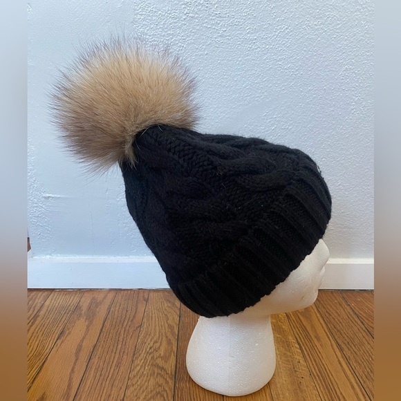 Soia & Kyo Wool Blend Knit Hat with Real Fox Fur Pom Pom - Picture 3 of 7